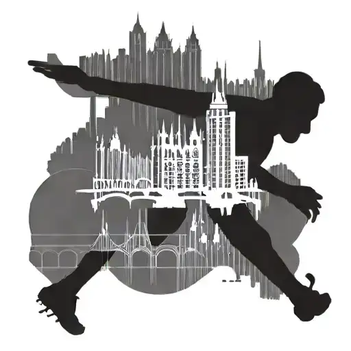 A Minimalist Design Of A Runner Silhouette With Barcelona Skyline In The Background