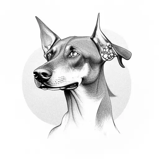 Threaten Aggressive Elegant Doberman Dog With Piercing On Its' Ear