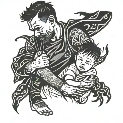 Dad Carrying His Son