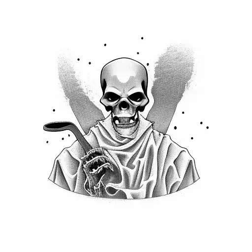 Grim Reaper Holding A Skateboard