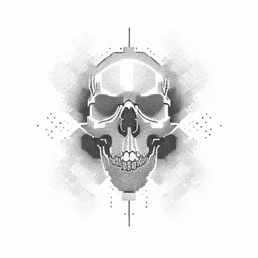 A Pixelated Skull With Computer Code Flowing Out As Smoke