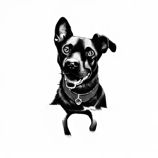 A Black Dog With A Red Collar