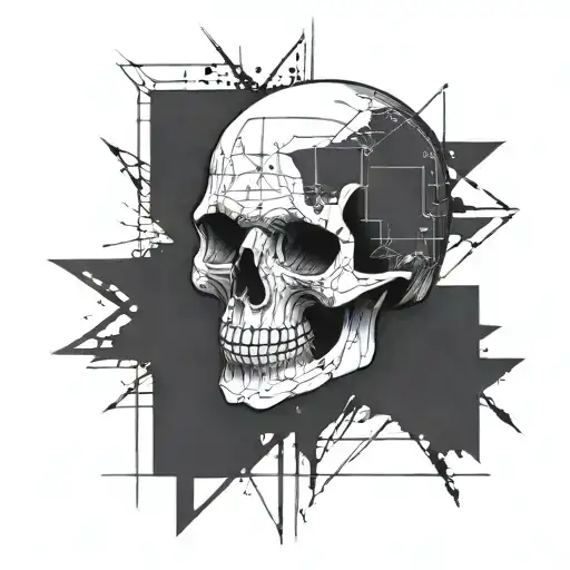 A Punk Rock Skull With Equations And Formulas Incorporated Into The Design