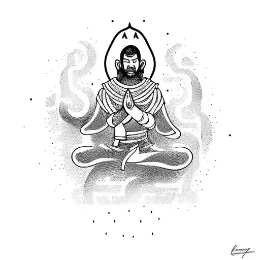 A Martial Artist Meditating Under A Waterfall Surrounded By Monkeys