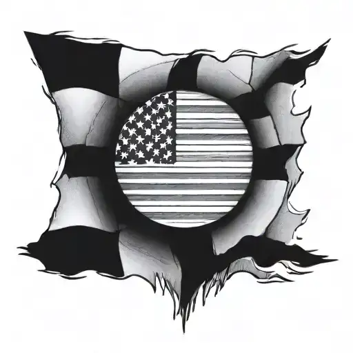 Circle And American Flag Inside