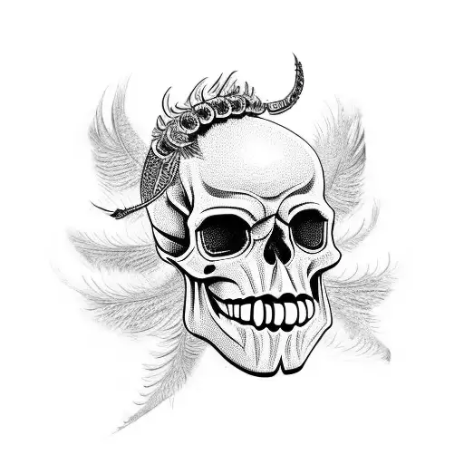 A Laughing Skull In A Feathered Headdress
