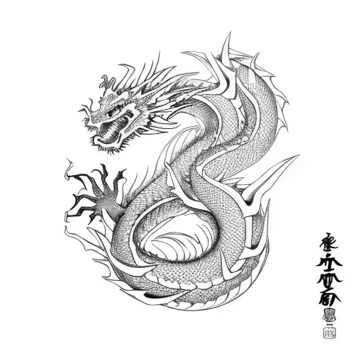 Japanese Dragon With Fire