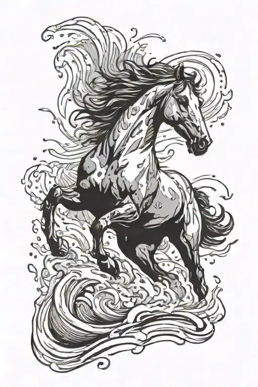 Horse Galloping Through Water