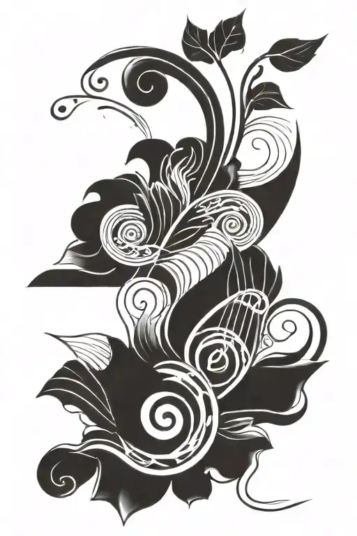 Incorporate Traditional Polynesian Motifs Into A Blackwork Design Inspired By Music