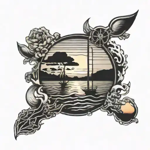 Two Brakewaters With A Sunset In The Background