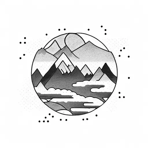 Mountain Scene With A Nature Landscape Around It