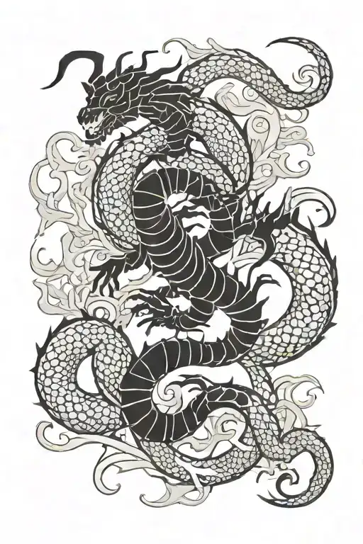Scorpion And Dragon Intertwined Within