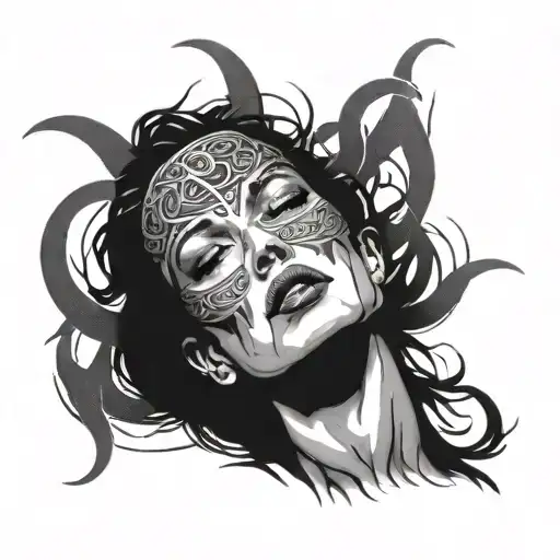 Woman With Band On Eyes Like Fire