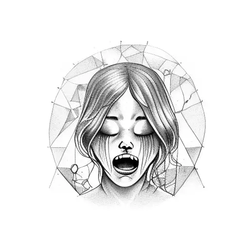 Girl Crying As She Looks Down At A Skull She Is Holding