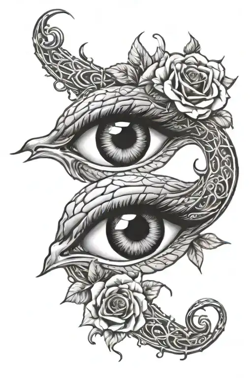 Eye With 2 Roses Wrapped And A Scorpion Crawling And Aquarius