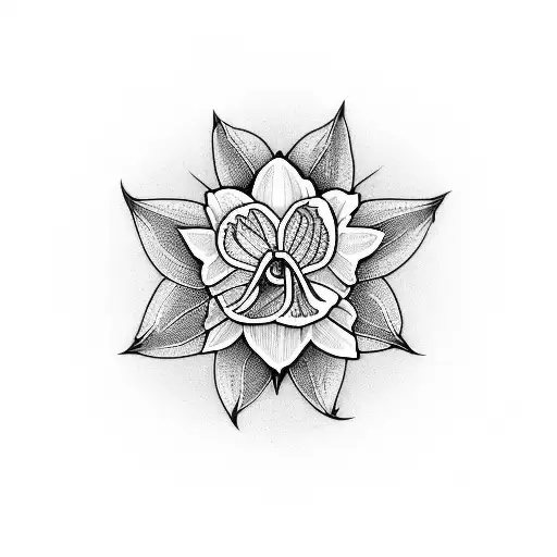 Daffodil And Woman Symbol Intertwined