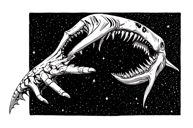 Shark Bone Hand Reaching Towards The Stars