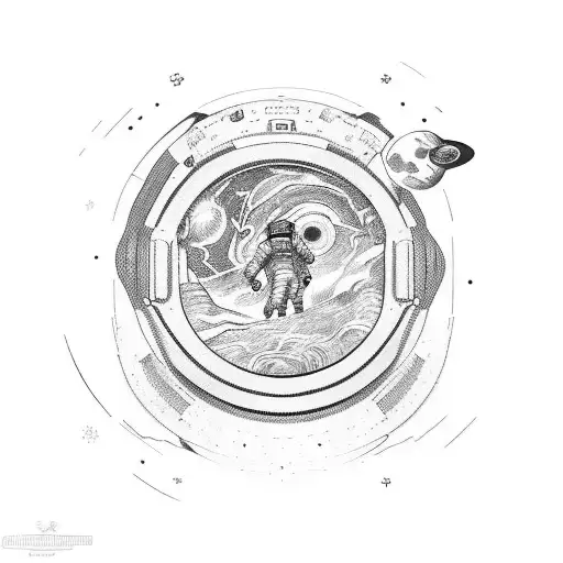 Astronaut Entering A Van Gogh Universe Through A Portal