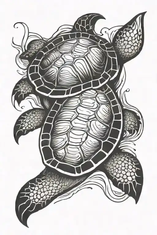 Turtle Fin Coming Out Of Water