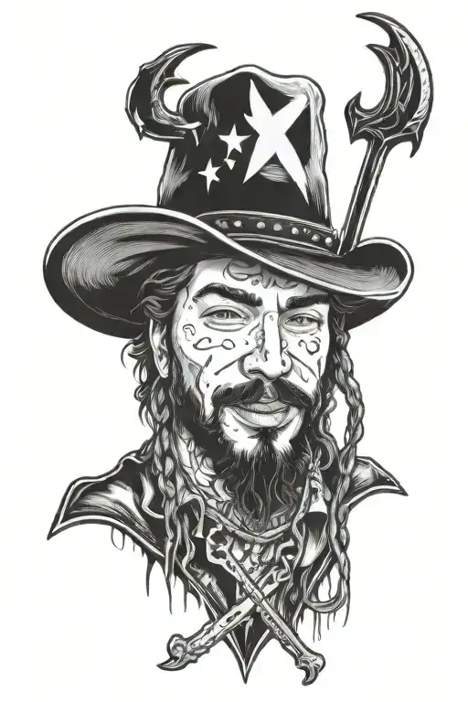 Post Malone Hollywood's Bleeding Sword With Cowboy Hat