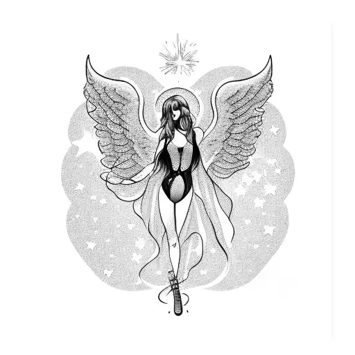 Galaxy With A Sexy Angel Flying Through It