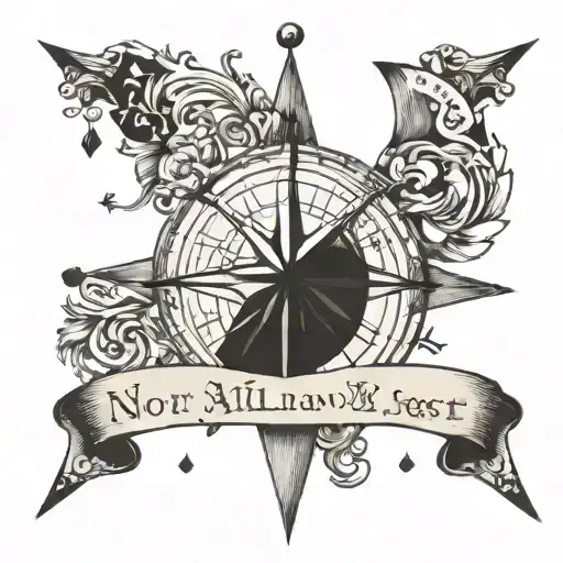 A Compass Rose With The Words 'Not All Who Wander Are Lost' In A Bold Font