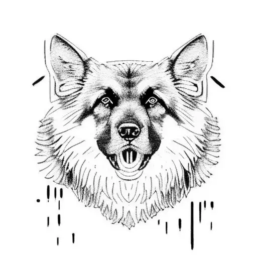 A German Sheperd Going Up And Anotther German Sheperd Going Down