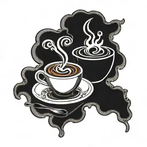 A Yin Yang Tattoo Featuring A Coffee Cup On One Side And A Steaming Tea Cup On The Other