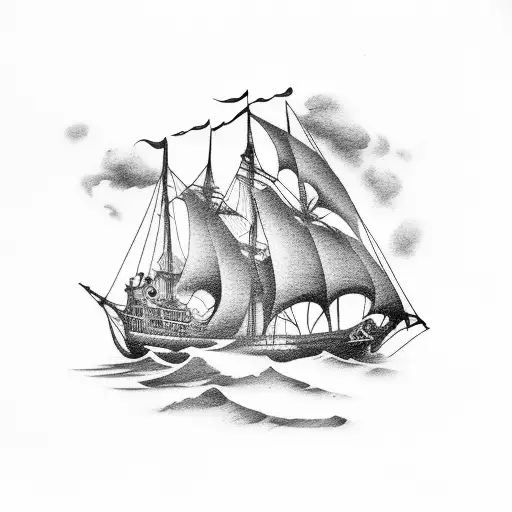 Pirate Ship In Stormy Seas