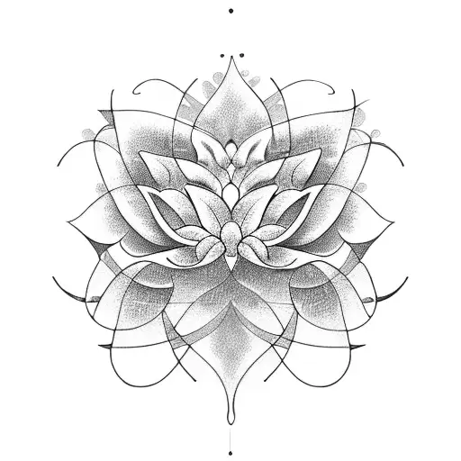 A Lotus Flower Intertwined With A Fibonacci Spiral