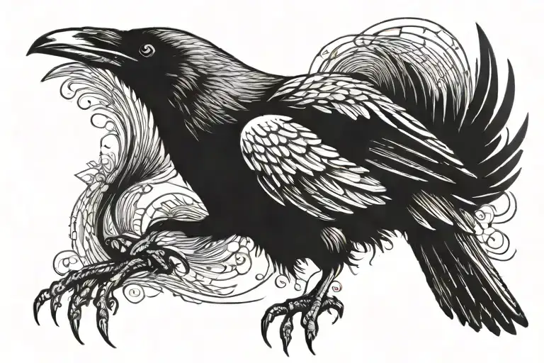 Raven Attacking Side View