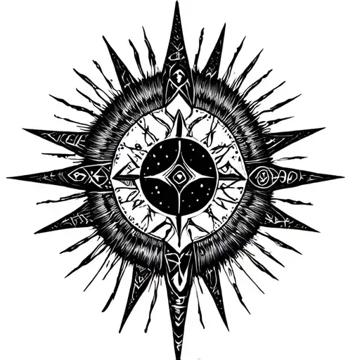 Black Sun With Nordic Runes