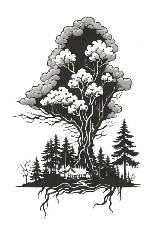 Burning Forest And Lightning Storm