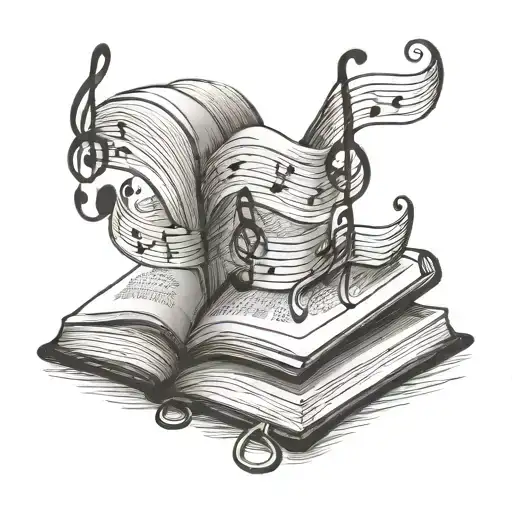 Musical Notes Intertwined With Pages Of A Book