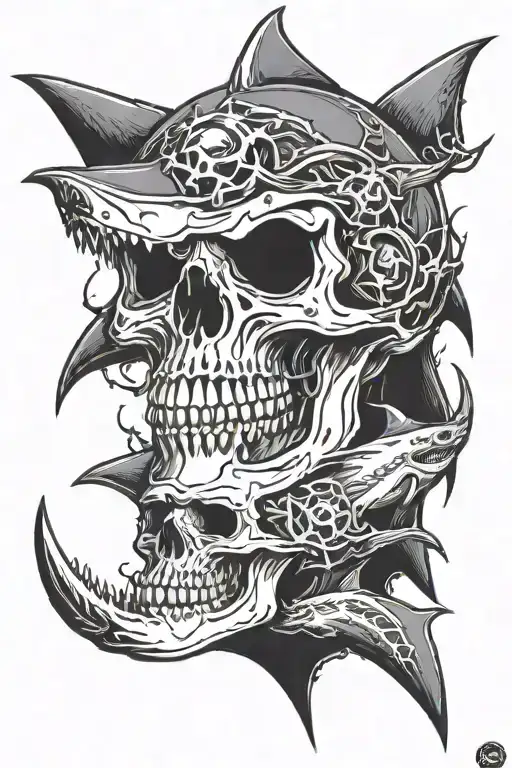 Skull Great White Shark Grim Reaper Harley Davidson