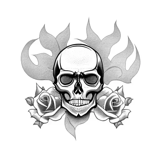 Skull And Roses With Name Copano