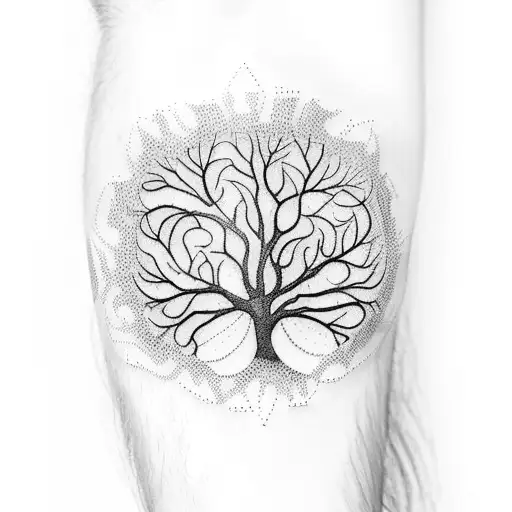 A Forearm Sleeve Featuring A Family Tree With Intricate Branches And Leaves
