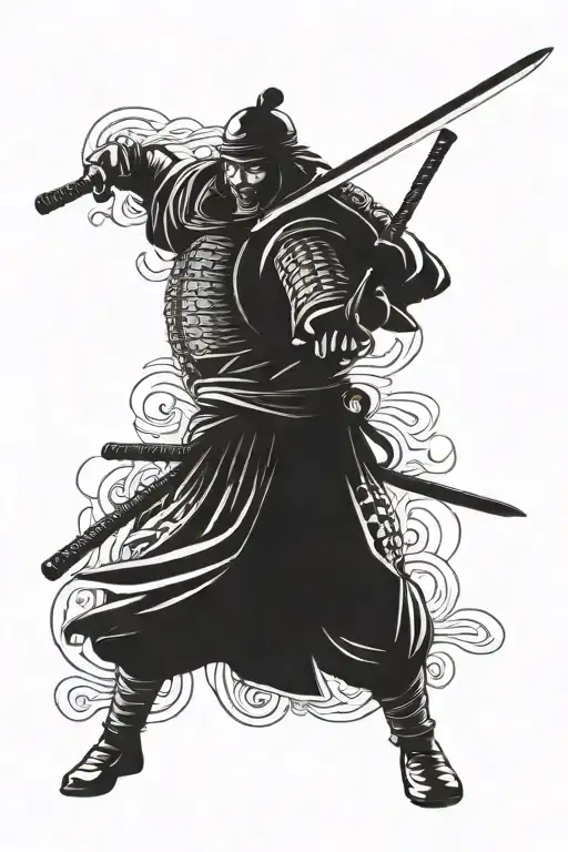 Samurai Warrior Wielding A Sword