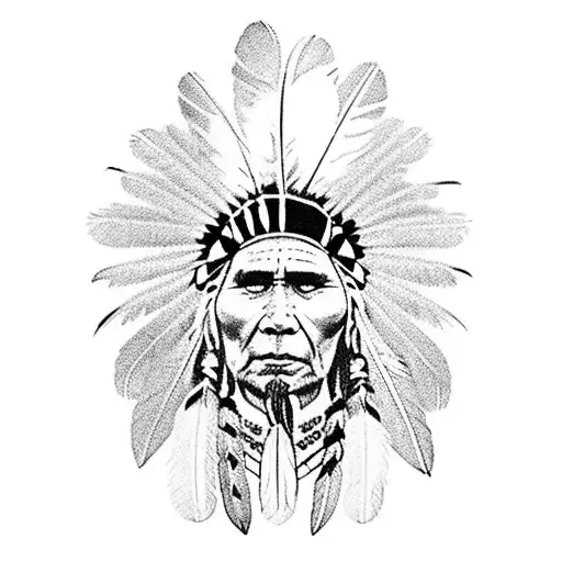 Native American Chief With Feathers