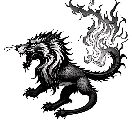 Lion Dragon Breathing Fire