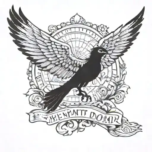 Back Tattoo Of Icarus Flying At The Top Of The Back And The Text Memento Mori Down The Spine
