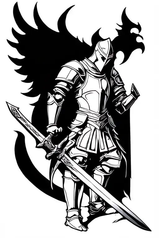 Knight In Armour Holding A Sword