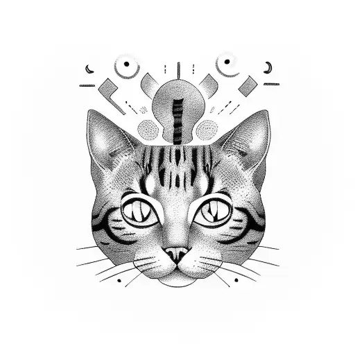 A Coffee Cup With A Cat Face Made Out Of Coffee Beans