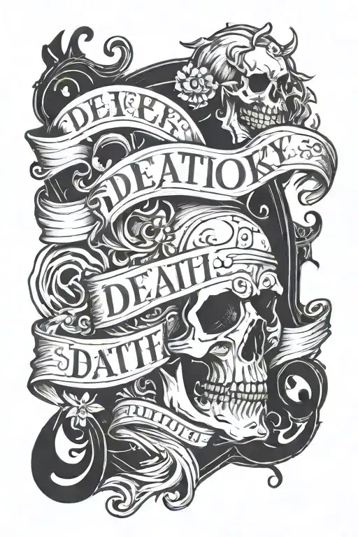 Dark Lettering Tattoo Design Featuring Death