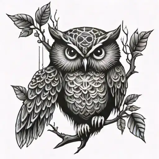 An Owl Perched On A Binary Code Branch