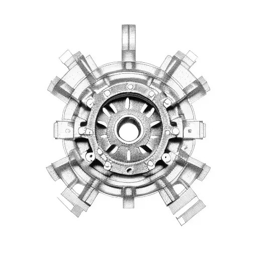 Mechanical Gears And Car Parts Forming A 3D Printer
