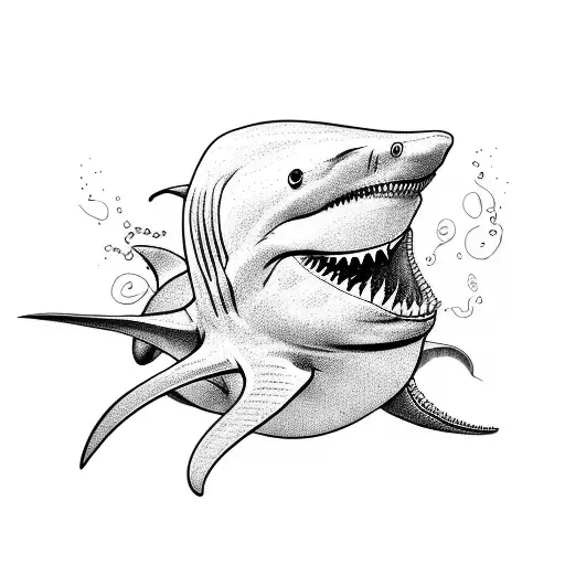 Shark Figthing Octopus