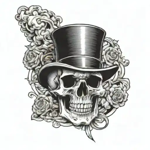 Skull With Top Hat Smoking Cigar