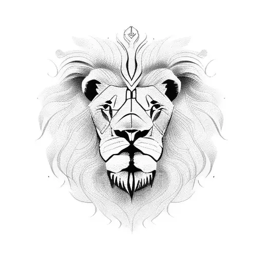Lion Head Silhouette Drawn