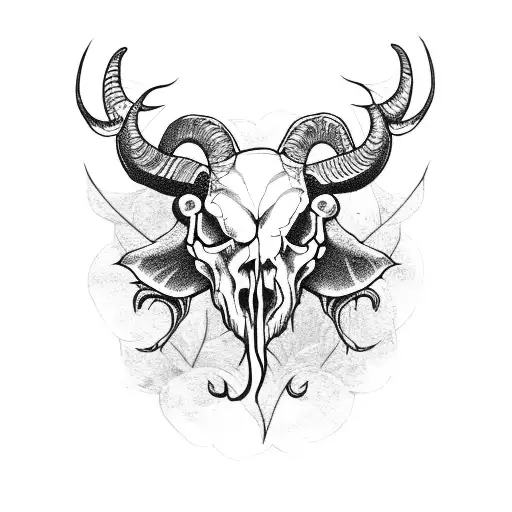 Ram Skull With Gothic Flowers